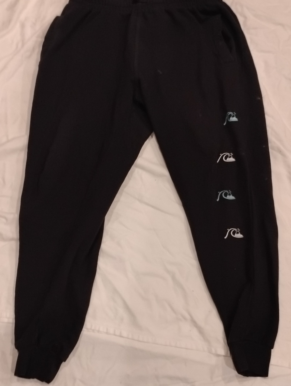 Quiksilver Black Jogger Sweatpants with Blue Logo Accents